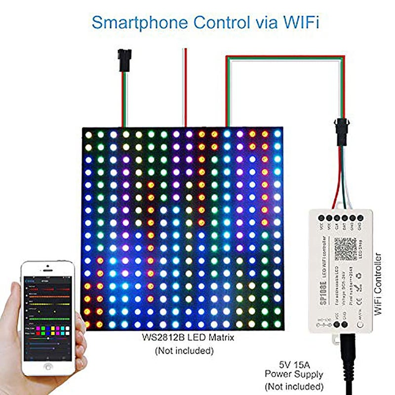 RGBZONE SP108E WiFi LED Controller, Smart APP Control, DC5V/12V/24V WS2812B WS2811 WS2815 WS2801 SK6812-RGBW WS2813 SK9822 etc Almost LED Strip Module Light - Image 4